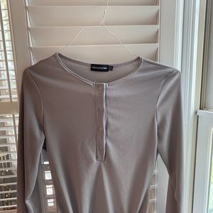 Mauvey long sleeve button down bodysuit